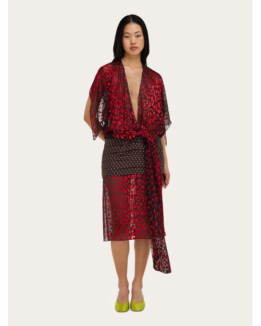 Ferragamo Red Silk And Viscose Dress