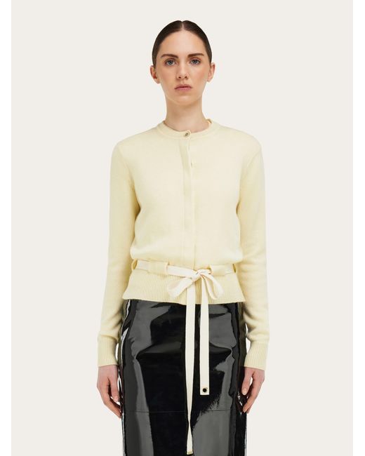 Ferragamo Natural Cardigan With Thread Through Belt