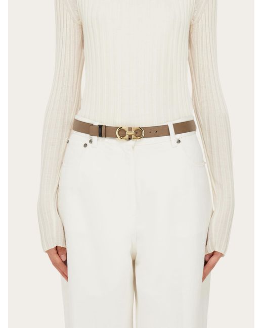 Ferragamo Natural Reversible And Adjustable Gancini Belt