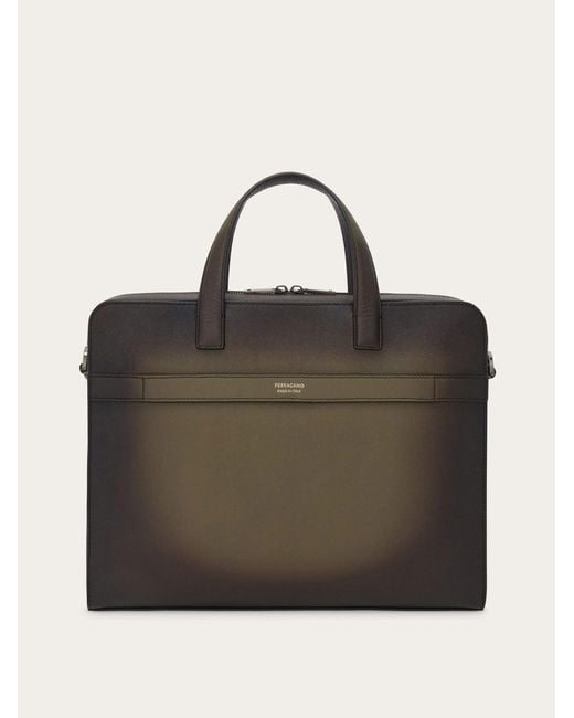 Ferragamo Black Gancini Briefcase for men