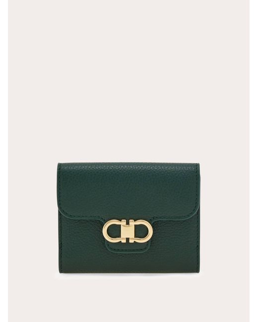 Ferragamo Green Gancini Compact Wallet