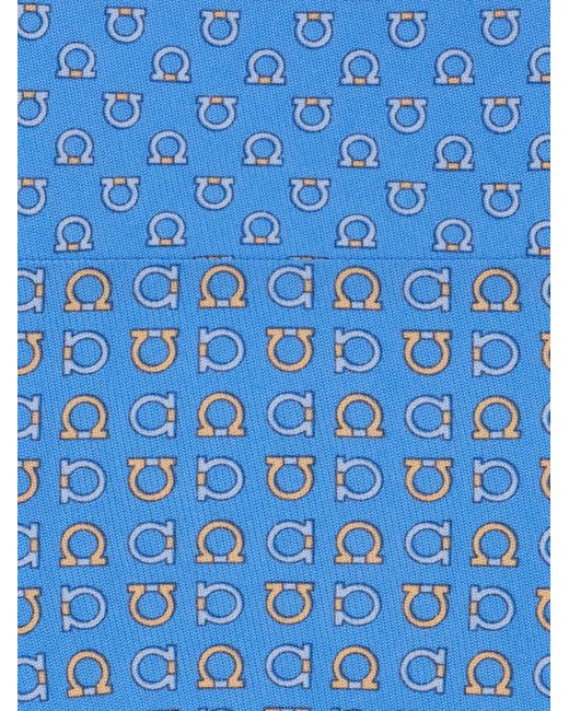 Ferragamo Blue Gancini Print Silk Tie for men