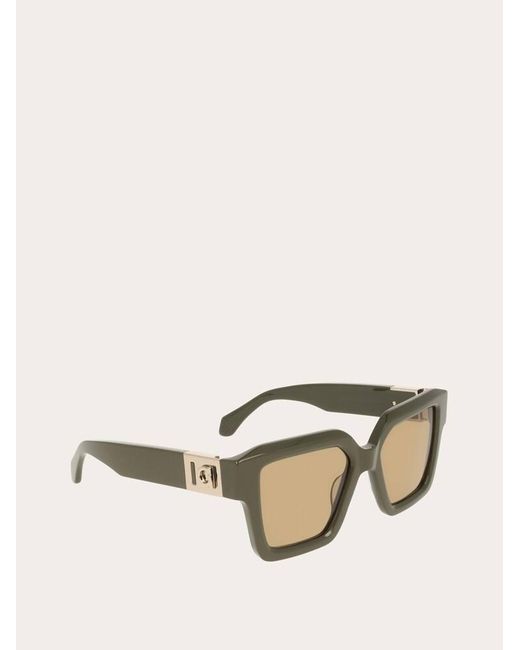 Ferragamo Natural Rectangular Frame Sunglasses