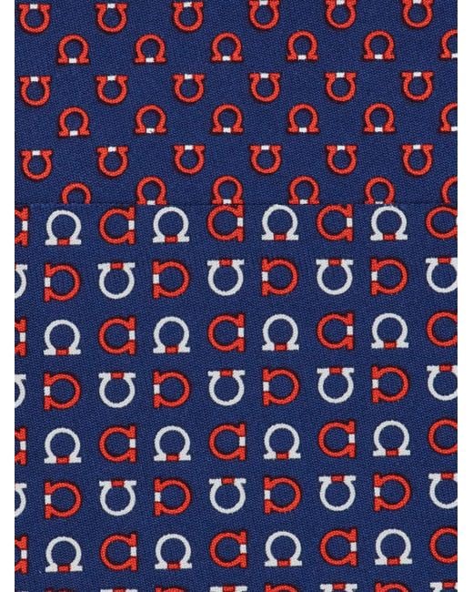Ferragamo Blue Gancini Print Silk Tie for men