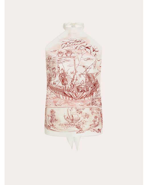 Ferragamo Pink Voyage Print Foulard Top