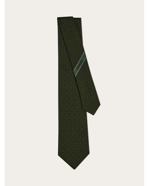 Ferragamo Green Gancini Silk Jacquard Tie for men