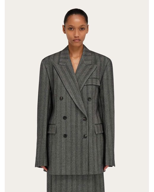 Donna Blazer Doppiopetto Oversize di Ferragamo in Gray