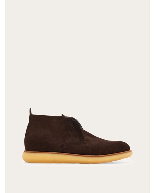 Ferragamo Brown Slip On Desert Boot for men