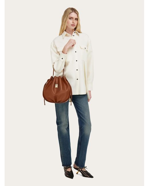 Ferragamo Brown Hug Bucket Bag