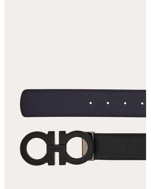 Ferragamo White Reversible And Adjustable Gancini Belt for men