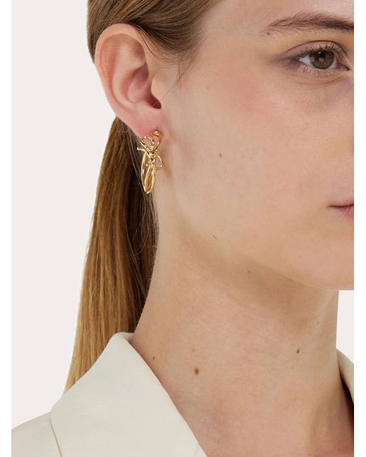 Ferragamo Metallic Earrings With Bow