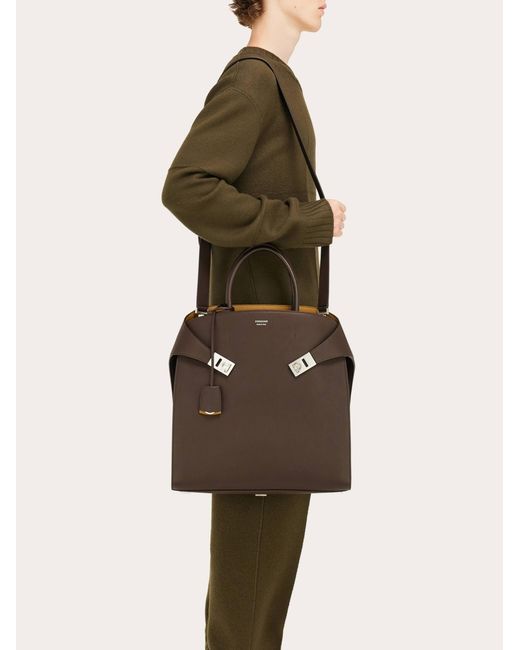 Ferragamo Brown Hug Tote Bag for men