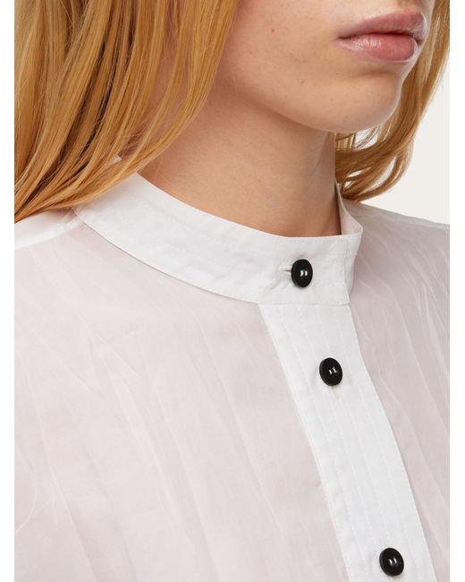 Ferragamo White Irregular Pleat Shirt