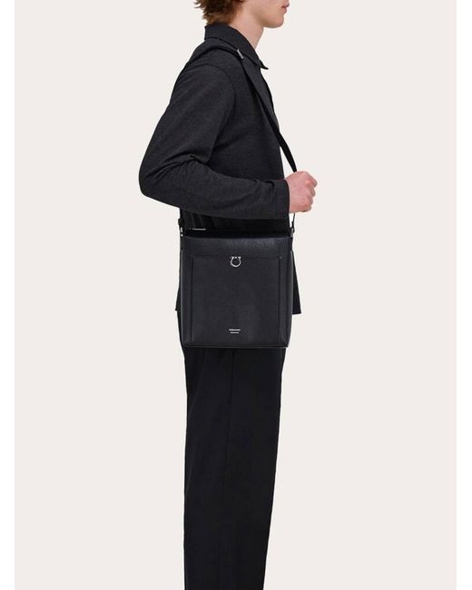 Ferragamo Black Gancini Crossbody for men