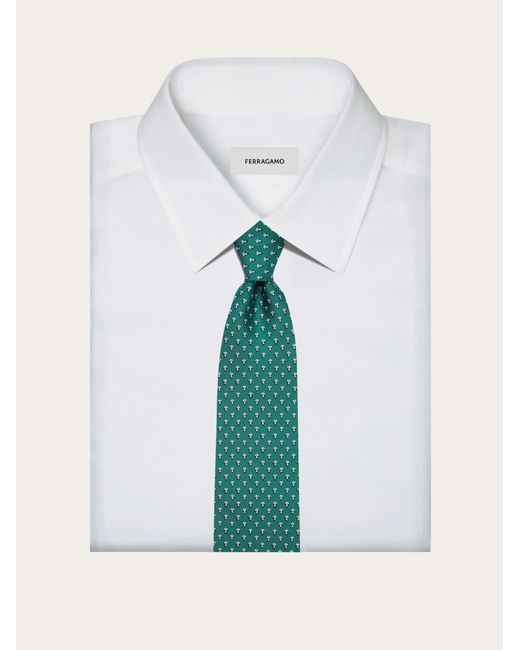 Hommes Cravate En Soie Imprimé Champignons Vert Ferragamo pour homme en coloris Green