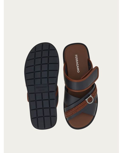 Ferragamo White Gancini Ornament Sandal for men