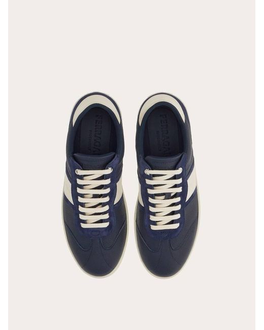 Ferragamo Blue Sneaker Bassa Con Firma for men