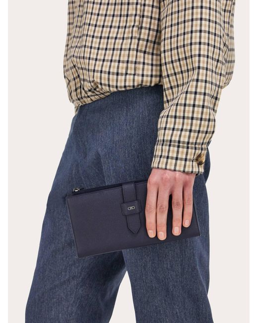 Ferragamo Blue Gancini Document Holder for men