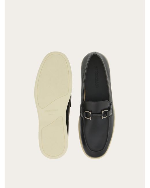 Ferragamo White Casual Loafer With Gancini Ornament for men