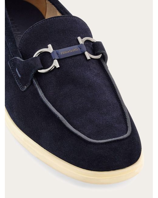Ferragamo Blue Casual Loafer With Gancini Ornament for men