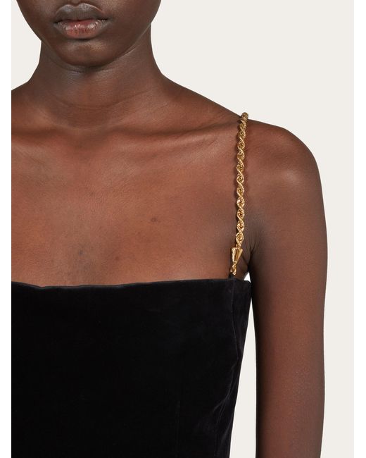 Midi tube dress with twisted chain straps Ferragamo en coloris Black