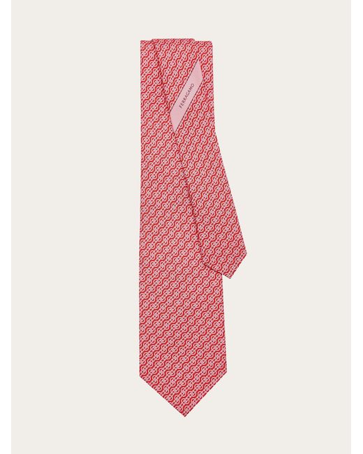 Ferragamo Pink Woven Print Silk Tie for men