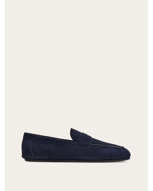 Ferragamo Blue Suede Loafer for men