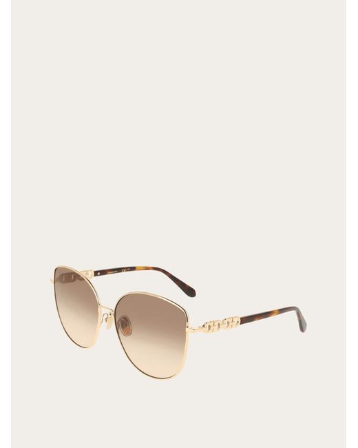 Ferragamo Natural Rectangular Frame Sunglasses