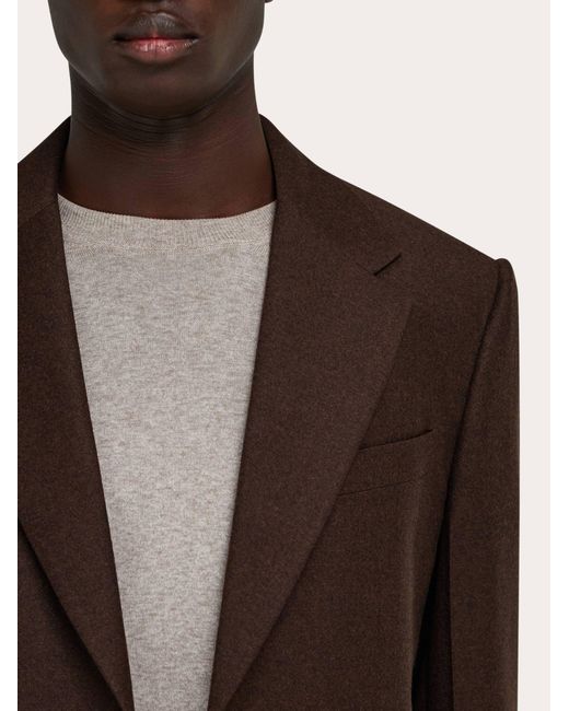 Ferragamo Brown Single Breasted Flannel Blazer for men