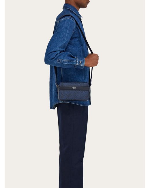 Ferragamo Blue Monogram Crossbody Bag for men