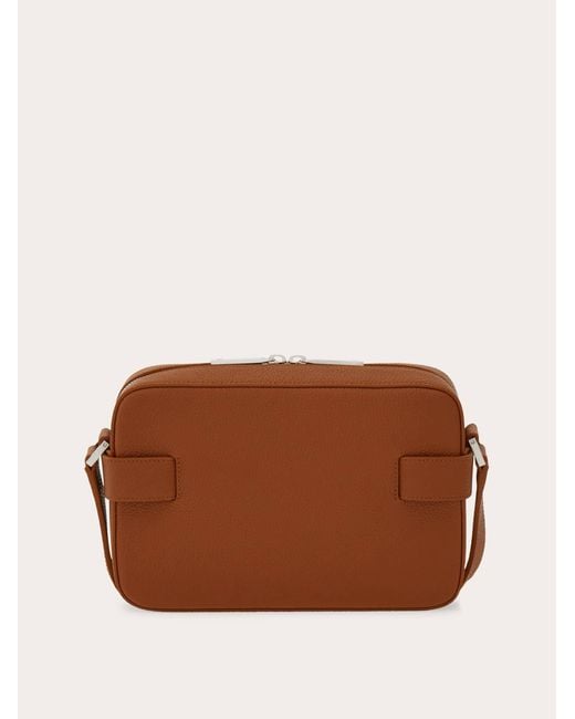 Ferragamo Brown East-West Crossbody Bag With Hug Buckle for men