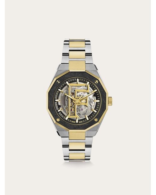 Ferragamo Metallic Edge Skeleton Watch for men
