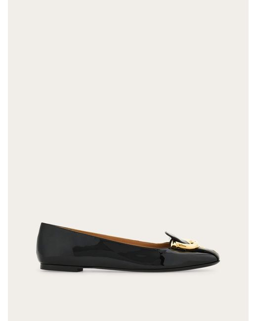 Ferragamo Black Gancini Ballet Flat .5