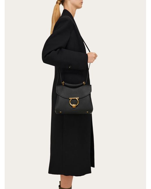 Ferragamo Black Gancini Top Handle