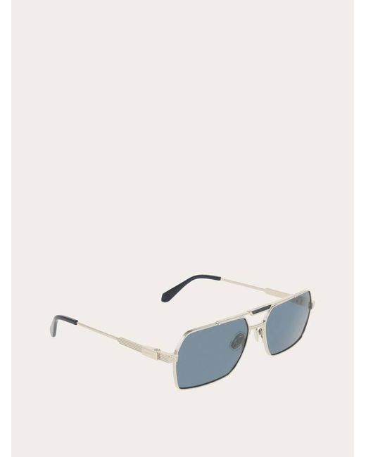 Ferragamo Blue Rectangular Frame Sunglasses for men