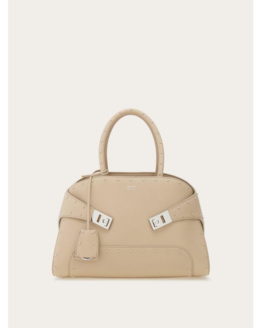 Donna Borsa A Mano Con Borchie (M) di Ferragamo in Natural