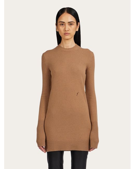 Cashmere mini dress Ferragamo en coloris Brown