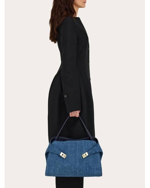 Ferragamo Blue Hug Soft Shoulder Bag (L)