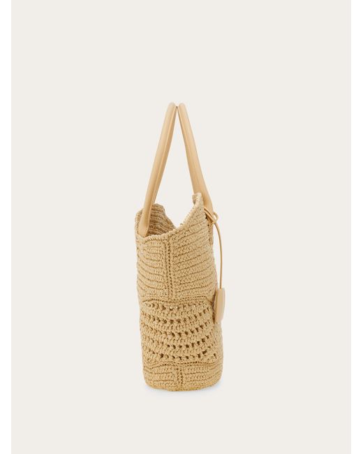 Ferragamo Natural Tote Bag With Cut-Out Detailing (L)