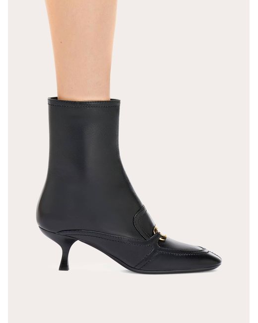 Ferragamo Black Ankle Boot With New Vara Buckle