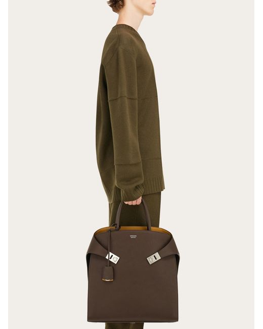 Ferragamo Brown Hug Tote Bag for men