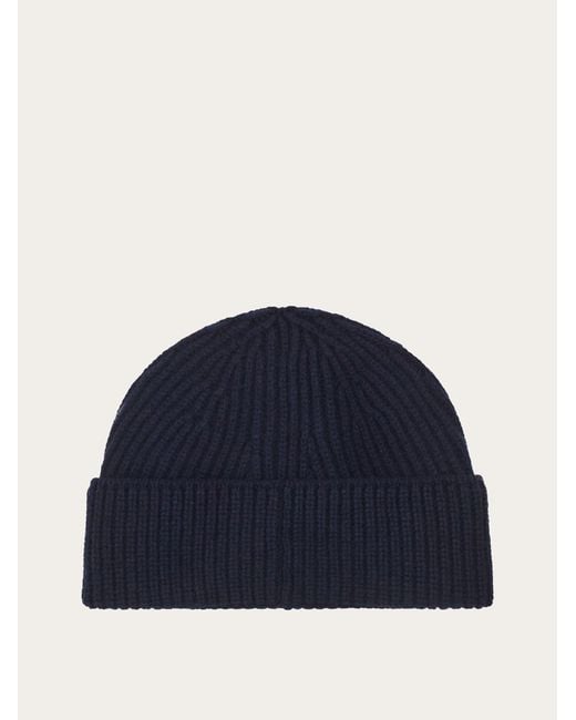 Ferragamo Blue Knitted Beanie for men