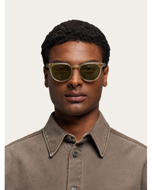 Ferragamo Natural Round Frame Sunglasses for men