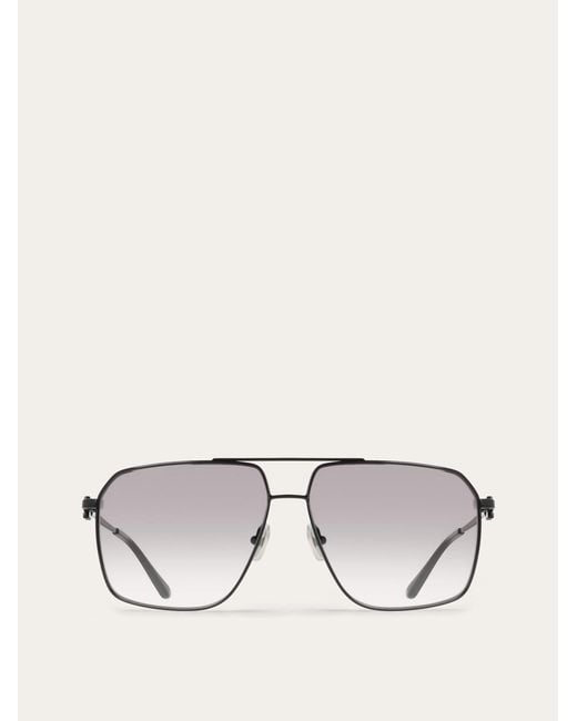 Ferragamo Black Navigator Frame Sunglasses for men