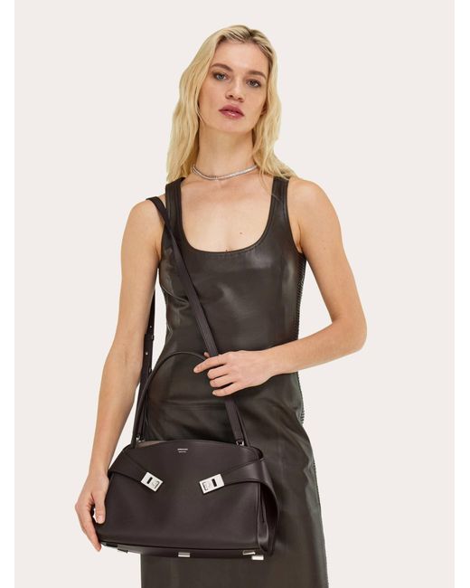 Ferragamo Black Hug Soft Shoulder Bag (M)