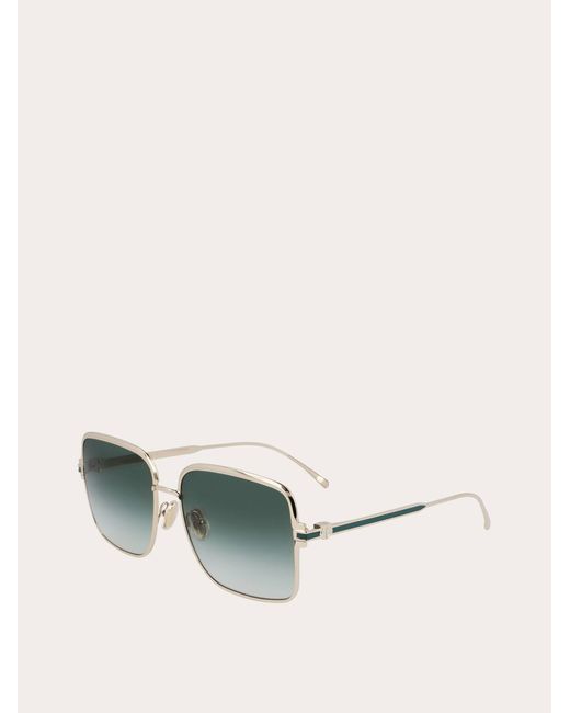 Ferragamo Green Rectangular Frame Sunglasses