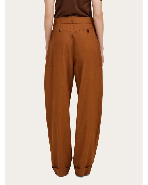 Ferragamo Brown Barrel Leg Trouser