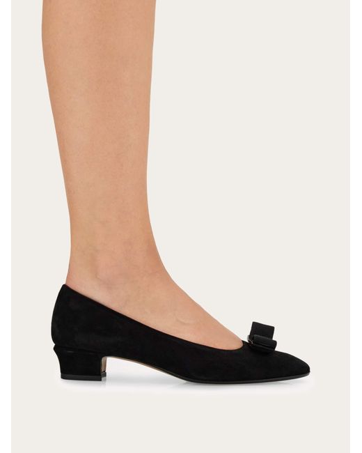 Ferragamo Black Vara Bow Block Heel Pump
