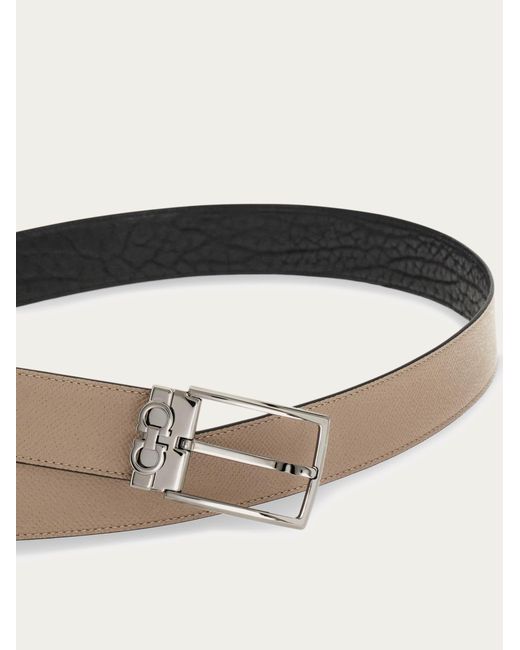Ferragamo Natural Reversible And Adjustable Belt With Rectangular Buckle for men