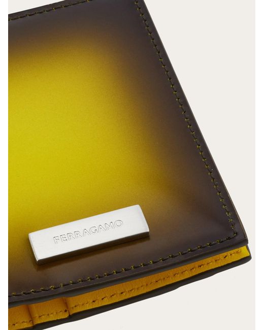 Ferragamo Yellow Credit Card Holder With Nuanced Detailing for men
